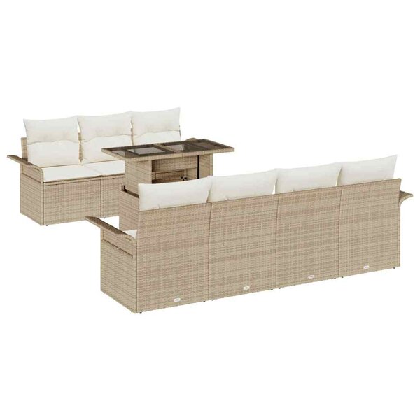 vidaXL Ensemble de canapé de jardin 8 Pièces Beige Poly rotin