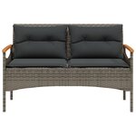 vidaXL Salon de jardin 4 Pièces avec coussins gris résine tressée