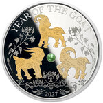 Monnaie YEAR OF THE GOAT With Pearl 1 Oz Argent 5$ Solomon Islands 2026 (PRÉCOMMANDE)