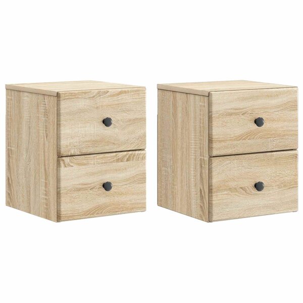 vidaXL Cabinet de chevet mural 2 pc Chêne Sonoma 34 5 x 33 x 40 cm