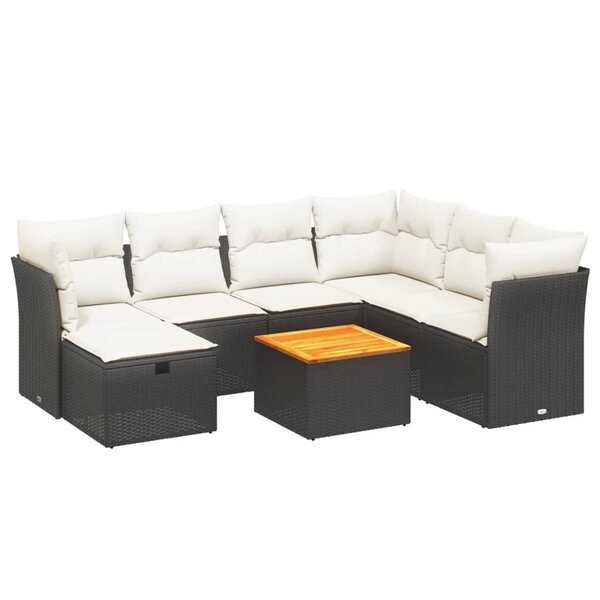 vidaXL Salon de jardin 8 Pièces avec coussins noir résine tressée