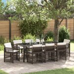 Ensemble de salle à manger de jardin 9 pièces vidaXL avec coussins en rotin poly marron