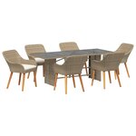 vidaXL Ensemble de Salle à Manger 7 Pièces Beige Poly Rattan