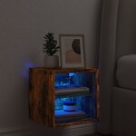 vidaXL Meuble TV mural avec lumières LED chêne fumé 30x28 5x30 cm