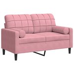 vidaXL Canapé 2 places avec oreillers décoratifs rose 120 cm velours