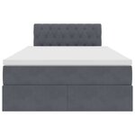 vidaXL Lit de rangement LED avec matelas Gris foncé 120 x 200 cm
