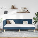 vidaXL Cadre de lit d'angle Bleu 90 cm x 190 cm Tissu et Contreplaqué