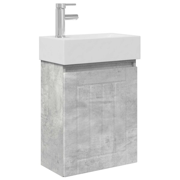 vidaXL Meuble de salle de bain avec robinet Gris béton