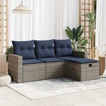 vidaXL Salon de jardin 4 Pièces avec coussins gris résine tressée