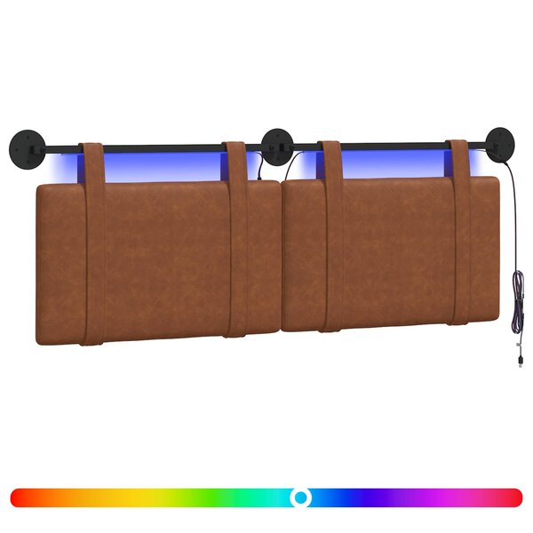 vidaXL Tête de lit suspendue Marron PU antique