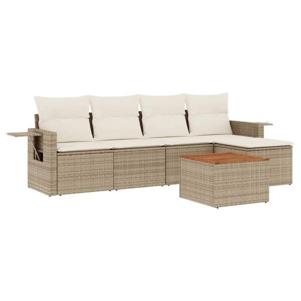 vidaXL Salon de jardin avec coussins 6 Pièces beige résine tressée