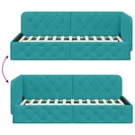vidaXL Cadre de lit d'angle Turquoise 90 x 190 cm Velours