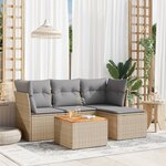 vidaXL Salon de jardin avec coussins 5Pièces mélange beige résine tressée