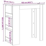 vidaXL Table de bar et étagère de rangement vieux bois 102x50x103 5 cm