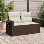 vidaXL Canapé de jardin avec coussins 2 places marron résine tressée
