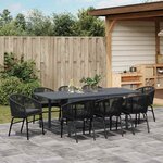 vidaXL Ensemble de salle à manger pour jardin 9 Pièces Noir Poly rotin