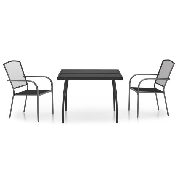 vidaXL Ensemble à manger de jardin 3 Pièces anthracite acier