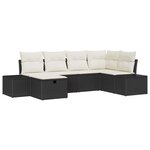 vidaXL Set de canapé de jardin 6 pièces avec coussins en rotin noir