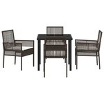 vidaXL Ensemble repas jardin 5 pièces avec coussins Marron Poly Rattan