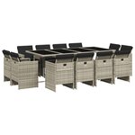 vidaXL Ensemble à manger de jardin et coussins 13 Pièces gris clair rotin