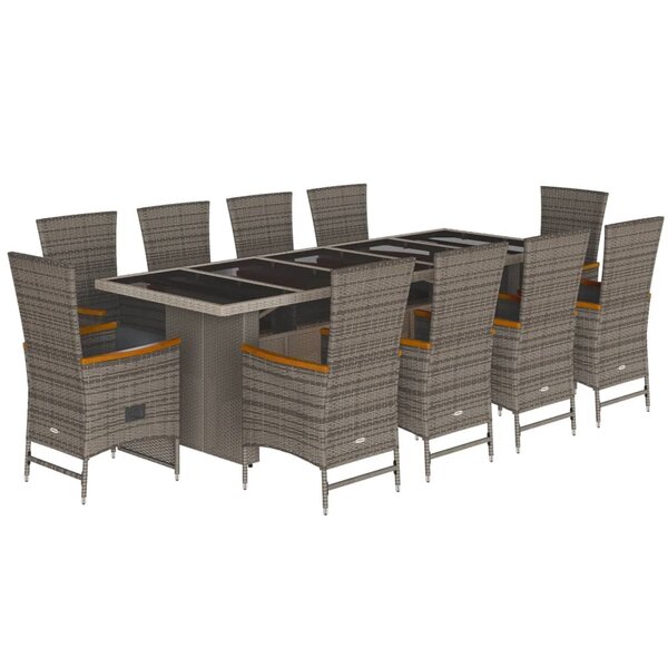 vidaXL Ensemble à manger de jardin 11Pièces avec coussins gris poly rotin