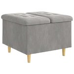 vidaXL Pouf de rangement Gris clair 60 x 60 x 45 cm Velours