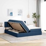 vidaXL Lit de rangement LED avec matelas Bleu 180 x 200 cm Tissu