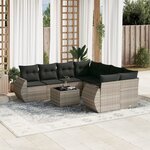 vidaXL Salon de jardin 9 Pièces avec coussins gris clair résine tressée