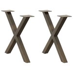 vidaXL Pieds de table basse en forme de X  2 pièces  acier naturel  50 x (42-43) cm