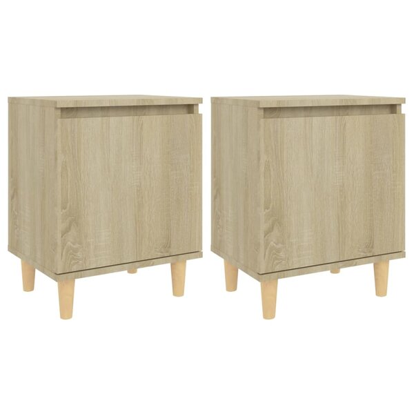 vidaXL Tables de chevet pieds en bois 2 Pièces Chêne sonoma 40x30x50 cm