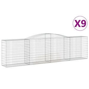 vidaXL Paniers à gabions arqués 9 Pièces 400x50x100/120 cm Fer galvanisé