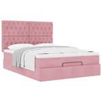 VidaXL Cadre de lit ottoman avec matelas rose 140x200 cm velours