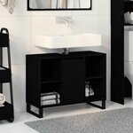 vidaXL Vanité en chêne noir Chêne noir MDF Moyen Vanité salle de bain
