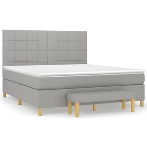vidaXL Sommier à lattes de lit avec matelas Gris clair 160x200cm Tissu
