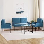 vidaXL Ensembles de canapés 3 Pièces Bleu 115 x 56 x 80 cm Contreplaqué