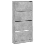 vidaXL Armoire à chaussures 4 tiroirs rabattables gris béton