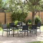 vidaXL Ensemble de salle à manger de jardin 7 pièces avec coussins en poly rotin noir