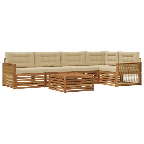 vidaXL Ensemble de canapés d'extérieur 6 pc Naturel et Beige