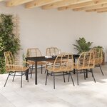 vidaXL Ensemble de salle à manger de jardin 7 pièces Marron Poly Rattan