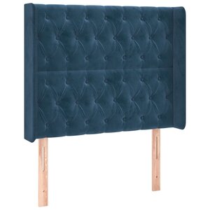 vidaXL Tête de lit avec oreilles Bleu foncé 103x16x118/128 cm Velours