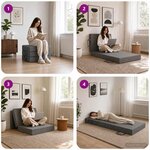 vidaXL Canapé-lit pliable 75 x 63 x 45 cm Gris clair
