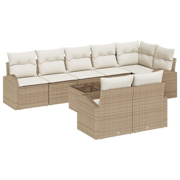 vidaXL Ensemble de canapé de jardin 9 pièces avec coussins en poly rotin marron