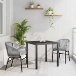 vidaXL Ensemble de jardin 3 pièces Grey Poly Rattan