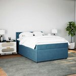 vidaXL Sommier à lattes de lit et matelas bleu 140x190 cm velours