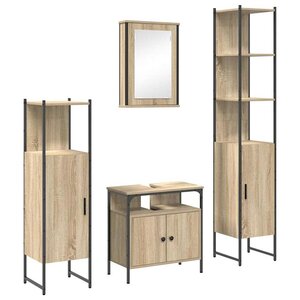 vidaXL Ensemble de mobilier de salle de bain 4 Pièces Chêne sonoma