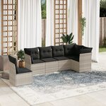 vidaXL Salon de jardin 6 Pièces avec coussins gris clair résine tressée
