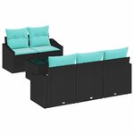 vidaXL Ensemble de Canapés 6 Pièces Noir et turquoise polyrotin