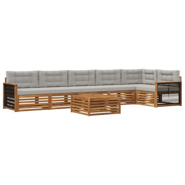vidaXL Ensemble de canapés d'extérieur 7 pc Naturel et gris clair