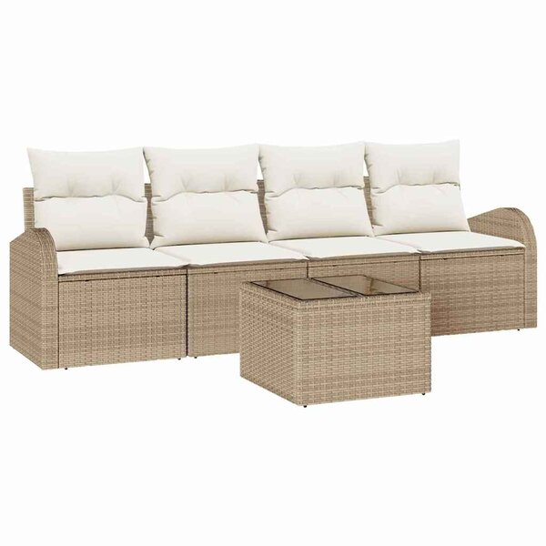 vidaXL Ensemble de canapé de jardin 5 Pièces Beige 55 x 55 x 37 cm