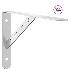 vidaXL Supports d'étagères 4Pièces 30x2 5x15 5cm argenté acier inoxydable